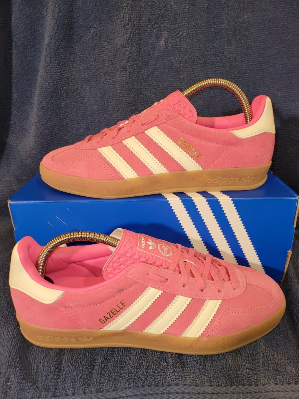 Adidas Gazelle Women's Size 8.5 Pink White Tan Indoor Sneakers JR1356 (#2474)
